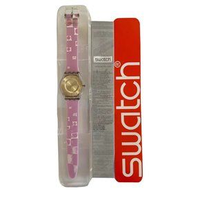 Swatch Watch Marble Time Pink Slim Skin Classic SKF315 Vintage 2002 Works well!